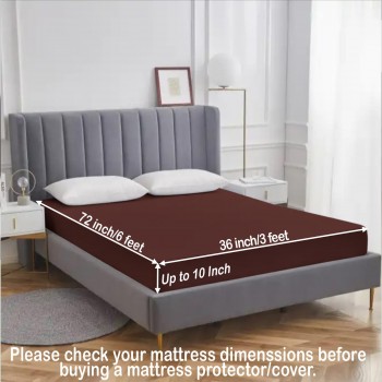 Sale Active 3 x 6 Feet Waterproof Terry Cotton Mattress Protector For Single Bed Size, 36 x 72 Inches- Brown | Hypoallergenic & Breathable